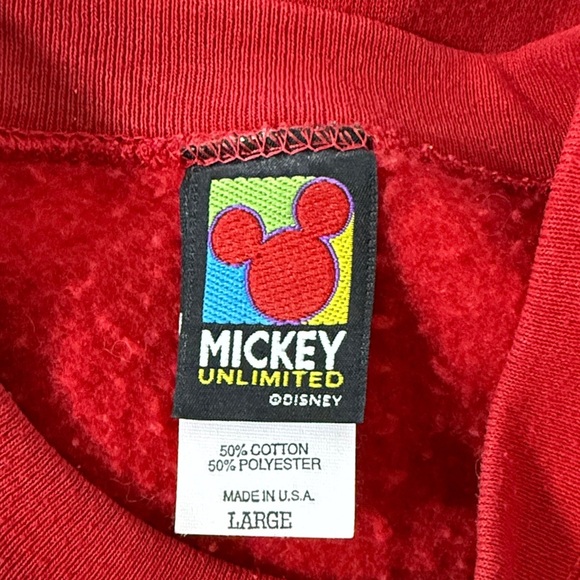 Vintage Mickey Mouse Disney Long Sleeve Red Pullover Crew Neck Sweater - Picture 2 of 11